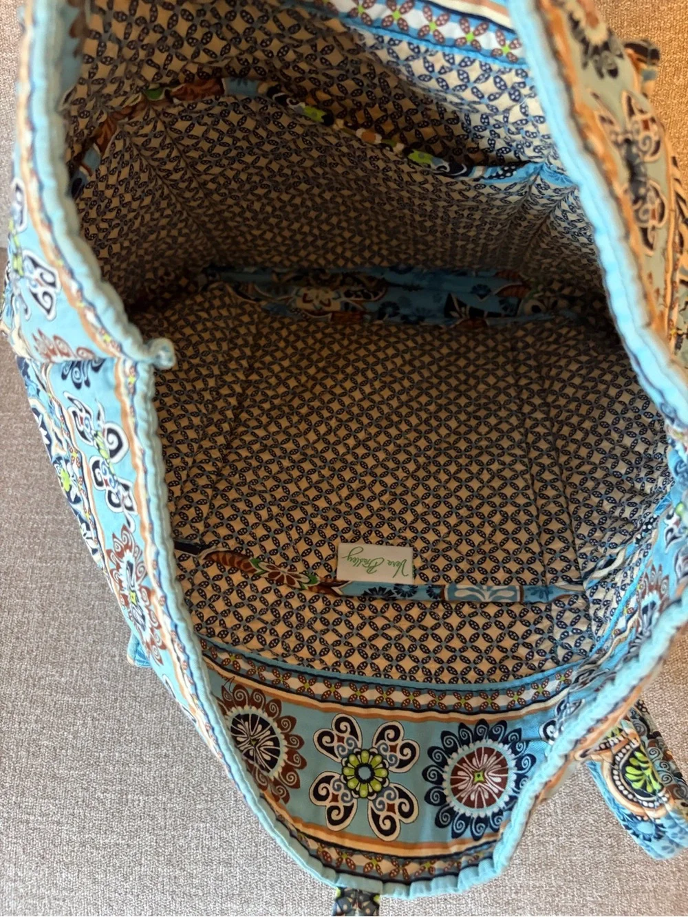 Vera Bradley Light Blue Floral Quilted Tote with Multi-Color Accents